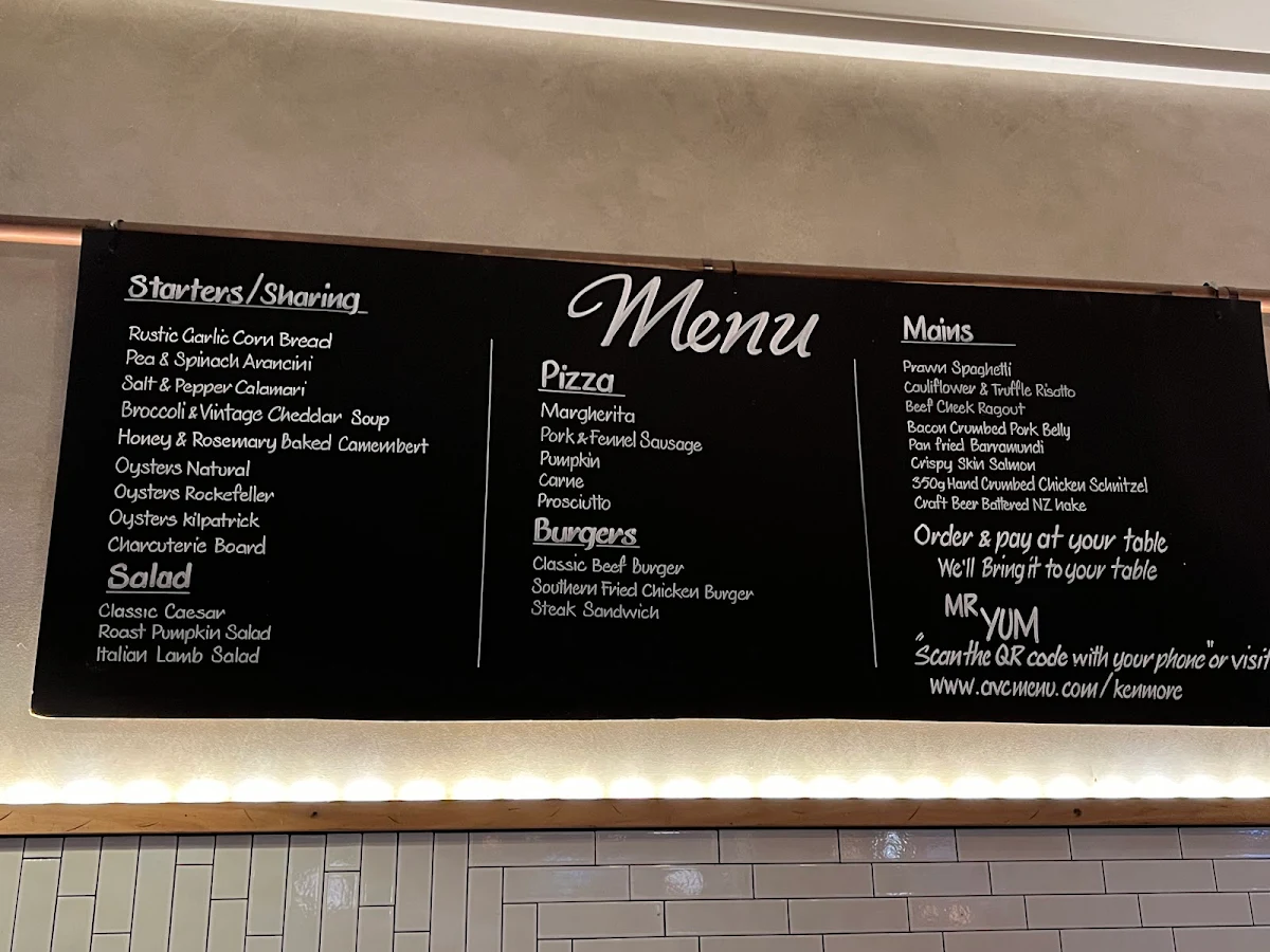 Menu, The Kenmore