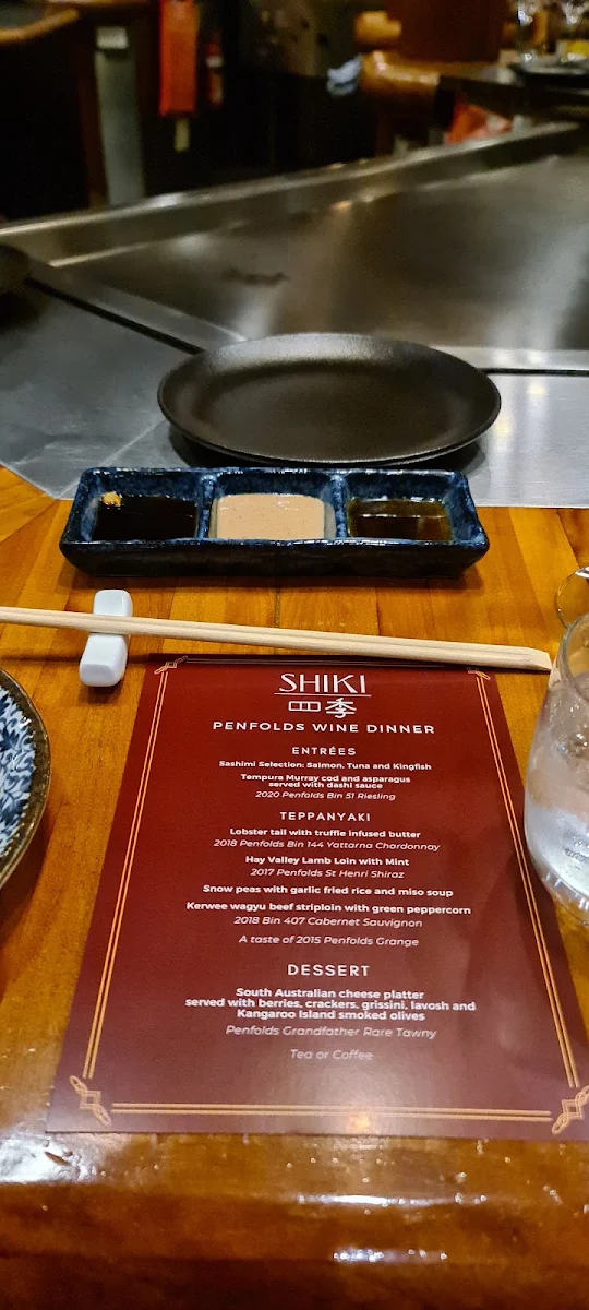 Menu, Shiki Japanese Restaurant
