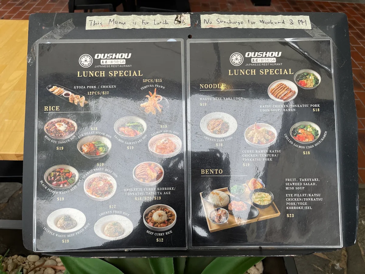 Menu, Oushou Japanese Restaurant Knox