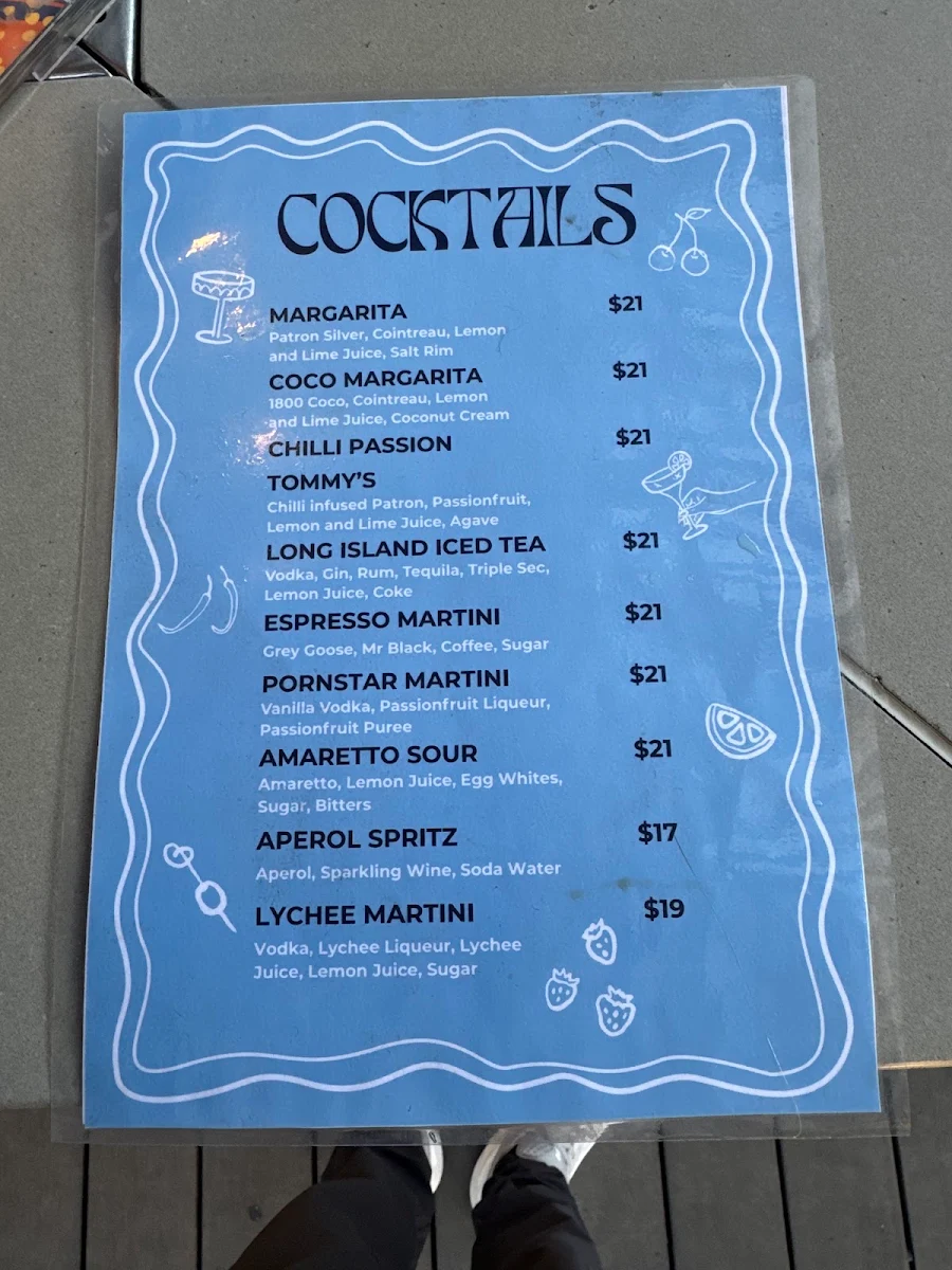 Menu, Surfers Paradise Beergarden