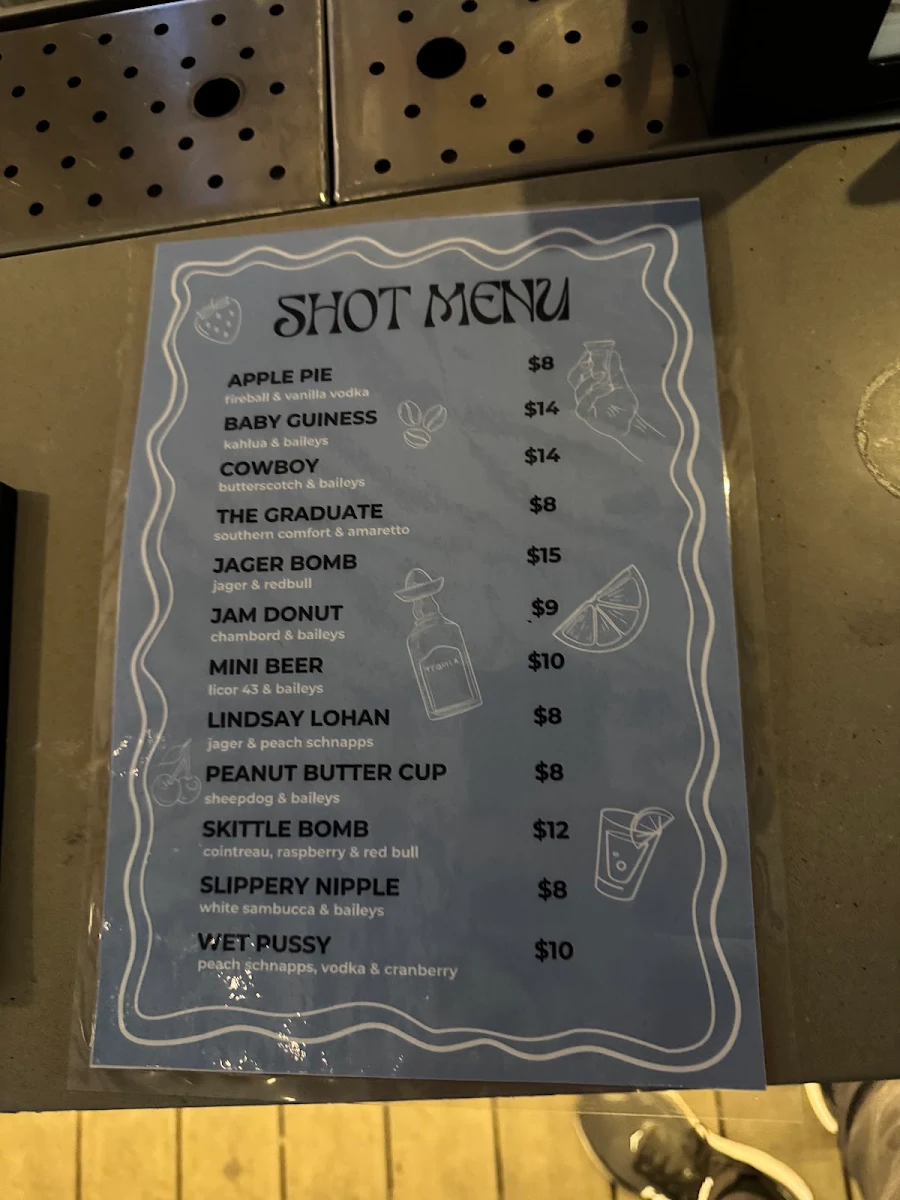 Menu, Surfers Paradise Beergarden