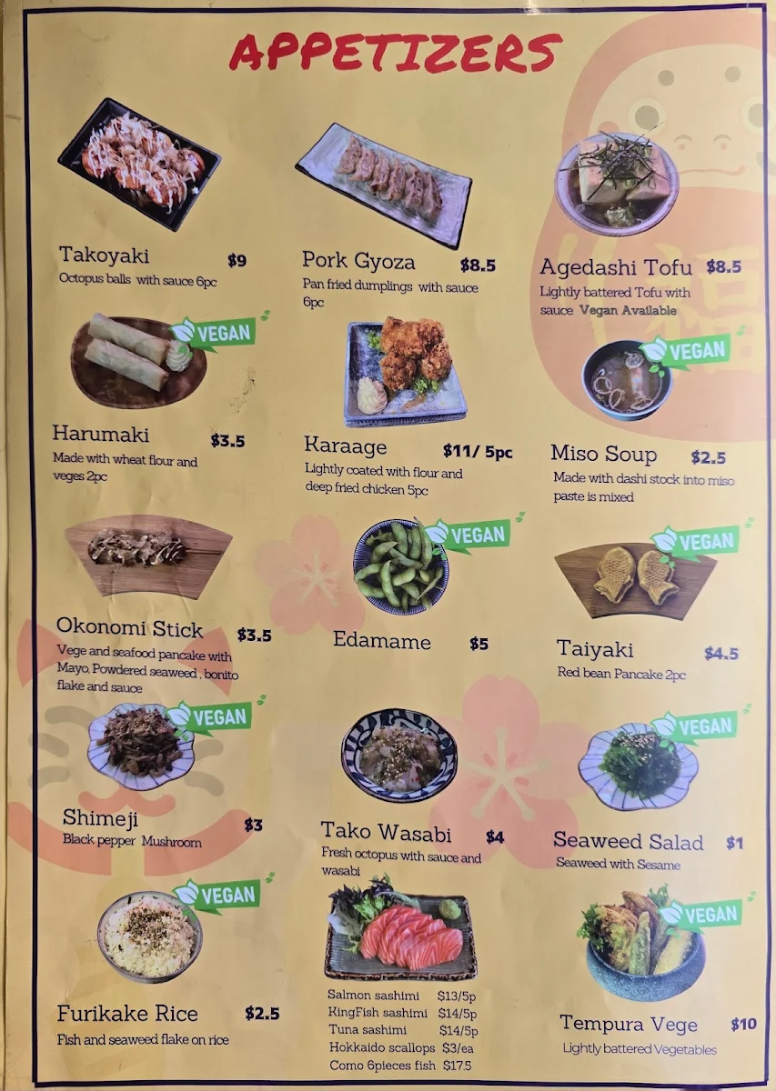 Menu, Hokkaiya Japanese Restaurant