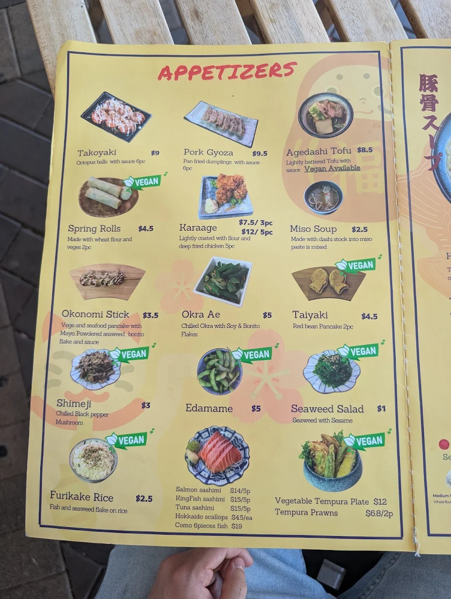 Menu, Hokkaiya Japanese Restaurant
