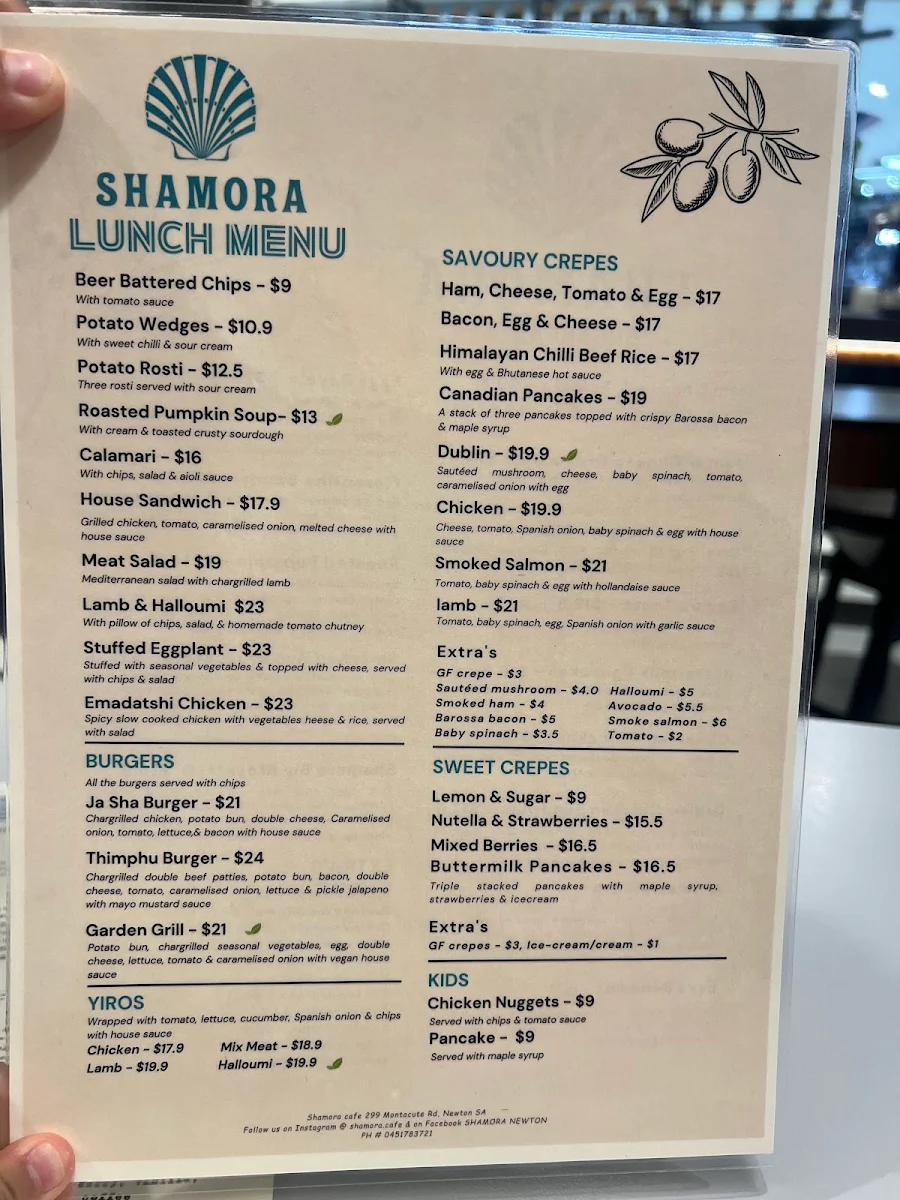 Menu, Shamora
