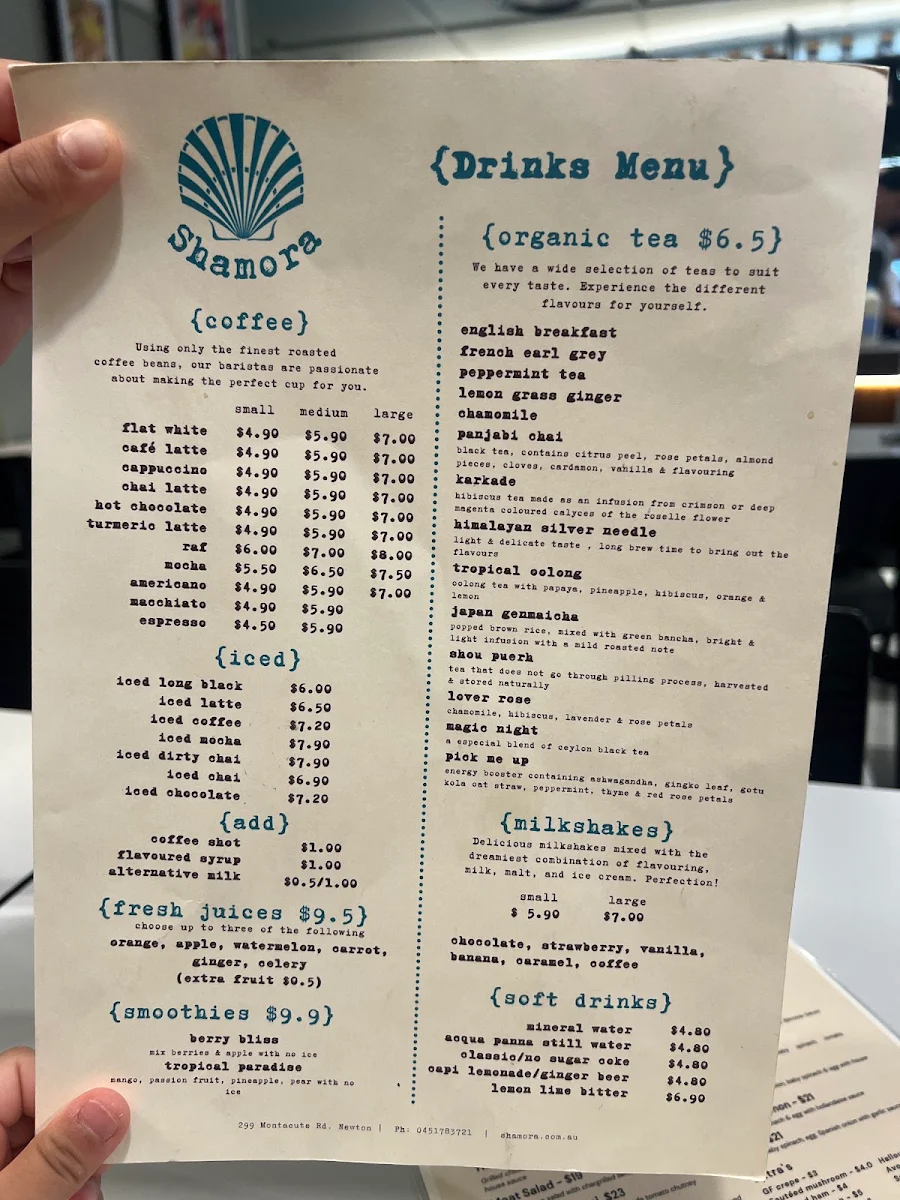 Menu, Shamora