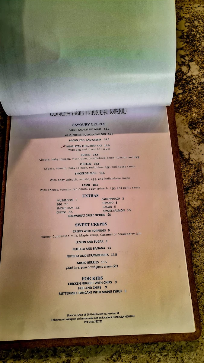 Menu, Shamora