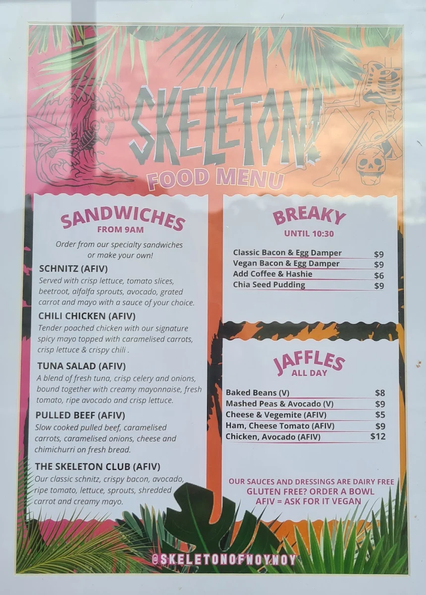 Menu, Skeleton!
