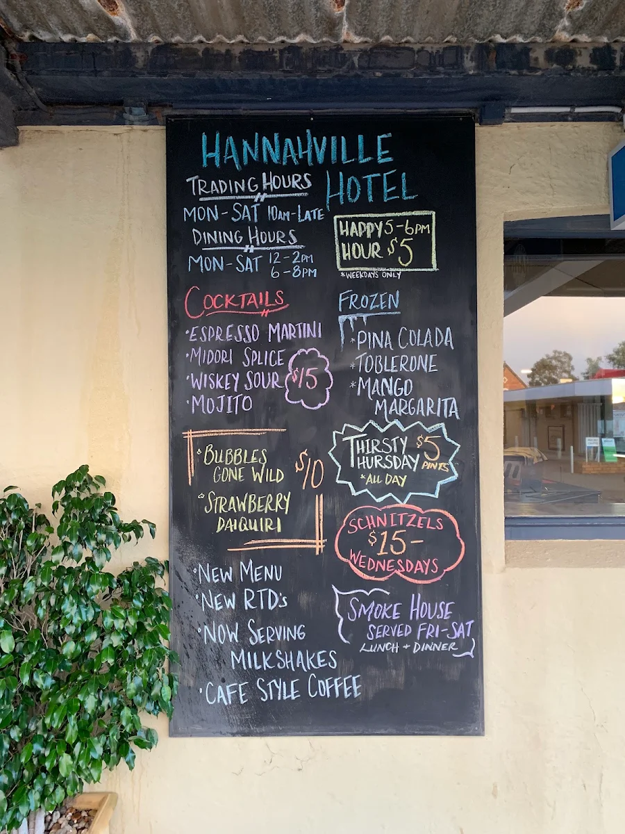 Menu, Hannahville Hotel