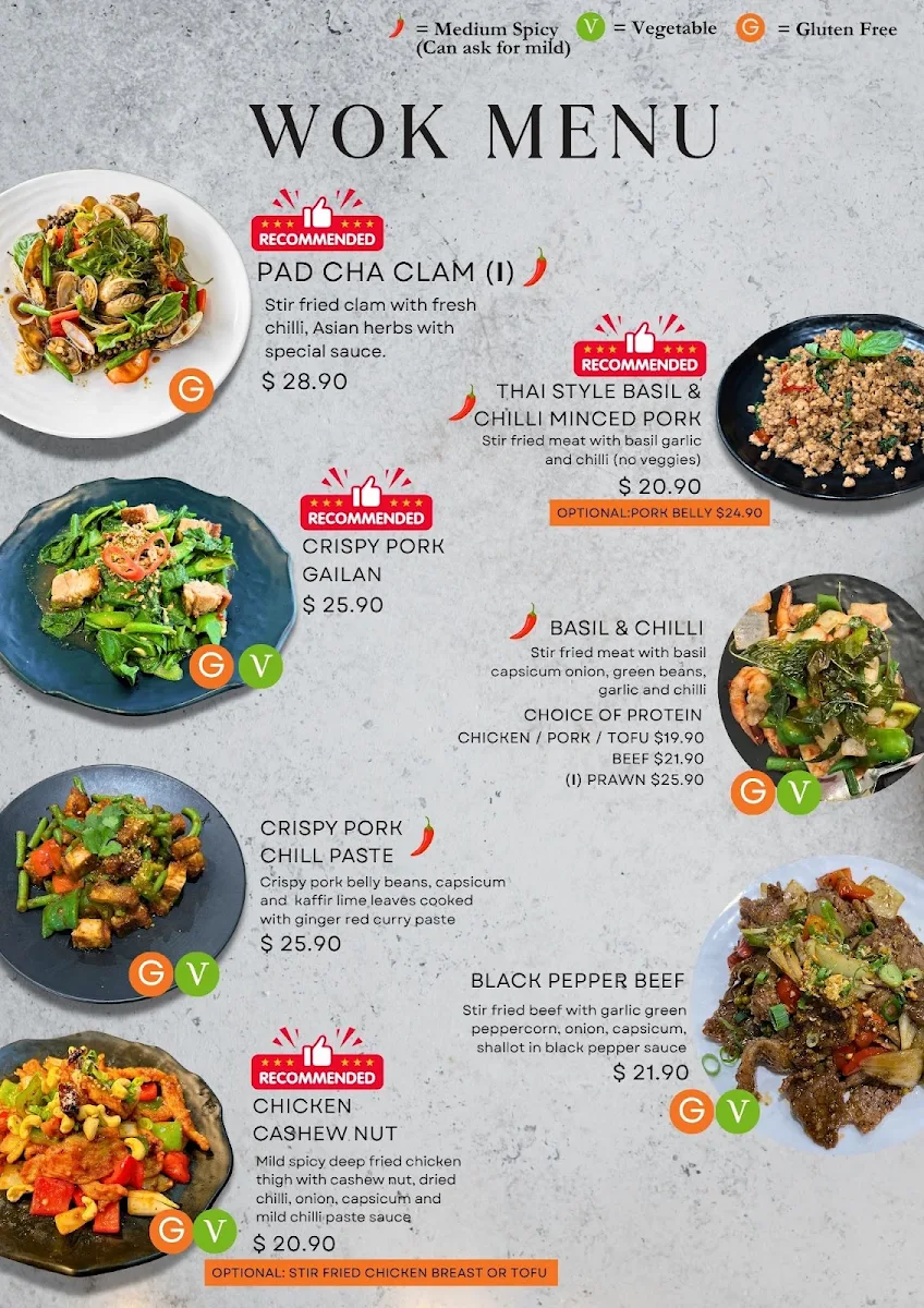 Menu, Lert Rod Thai Restaurant and Bar