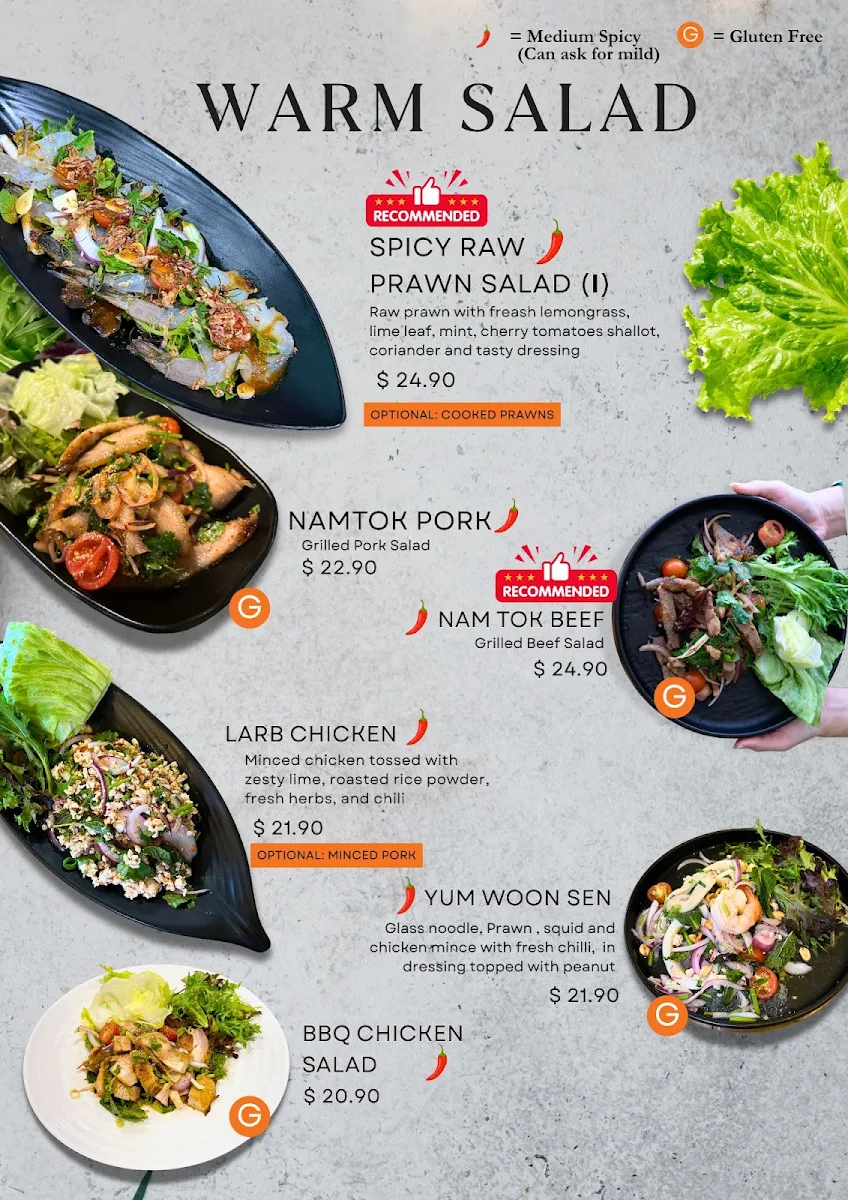 Menu, Lert Rod Thai Restaurant and Bar