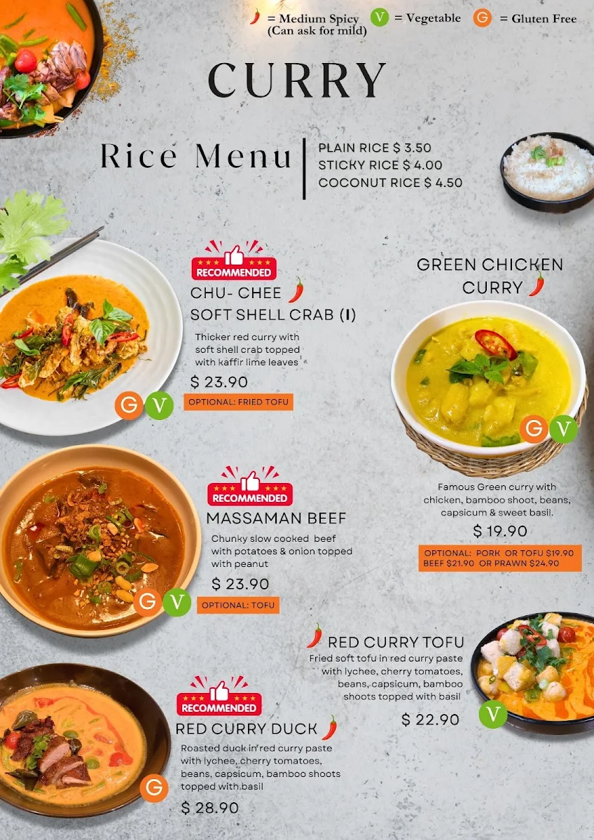 Menu, Lert Rod Thai Restaurant and Bar