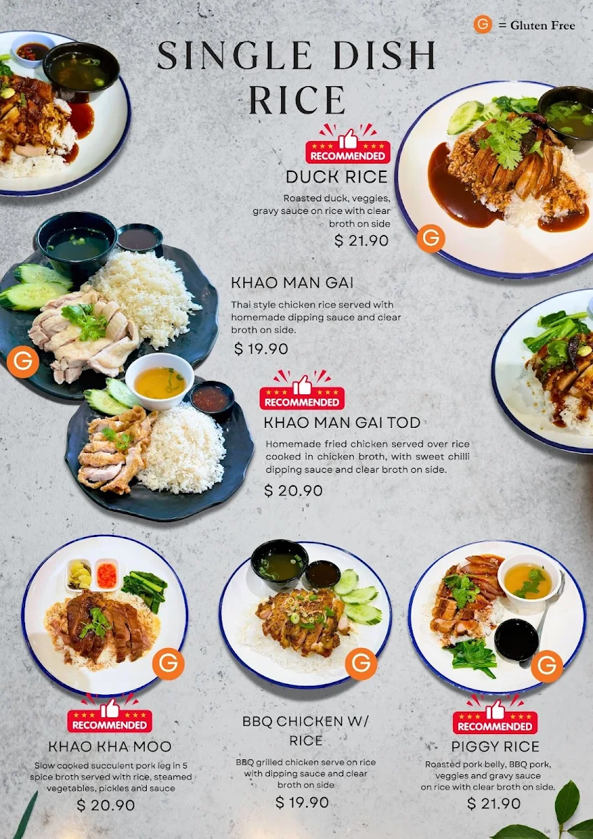Menu, Lert Rod Thai Restaurant and Bar