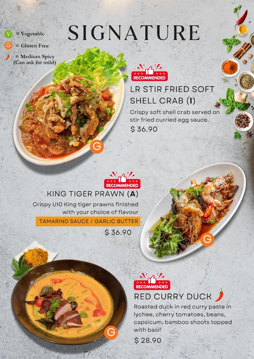Menu, Lert Rod Thai Restaurant and Bar
