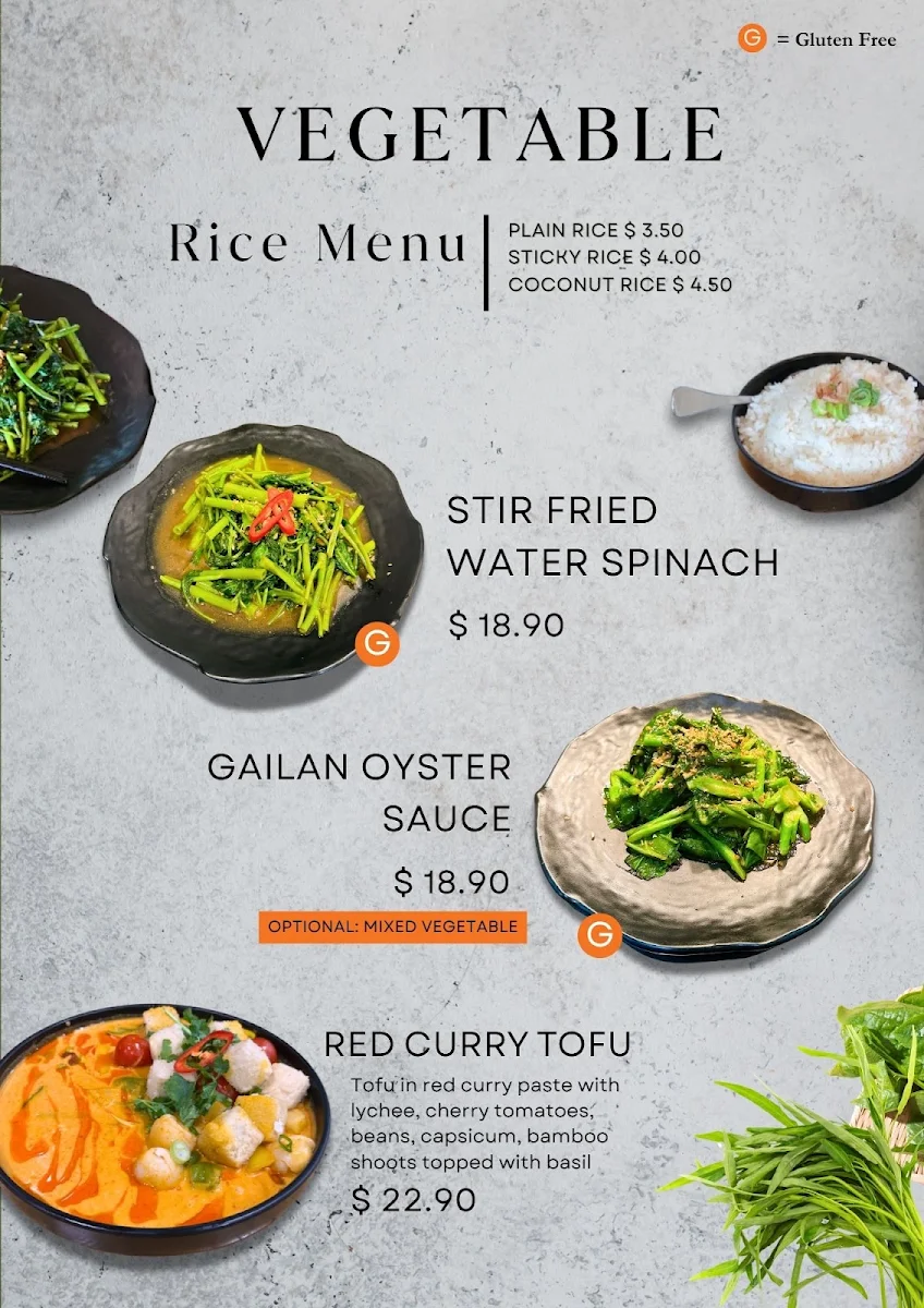 Menu, Lert Rod Thai Restaurant and Bar