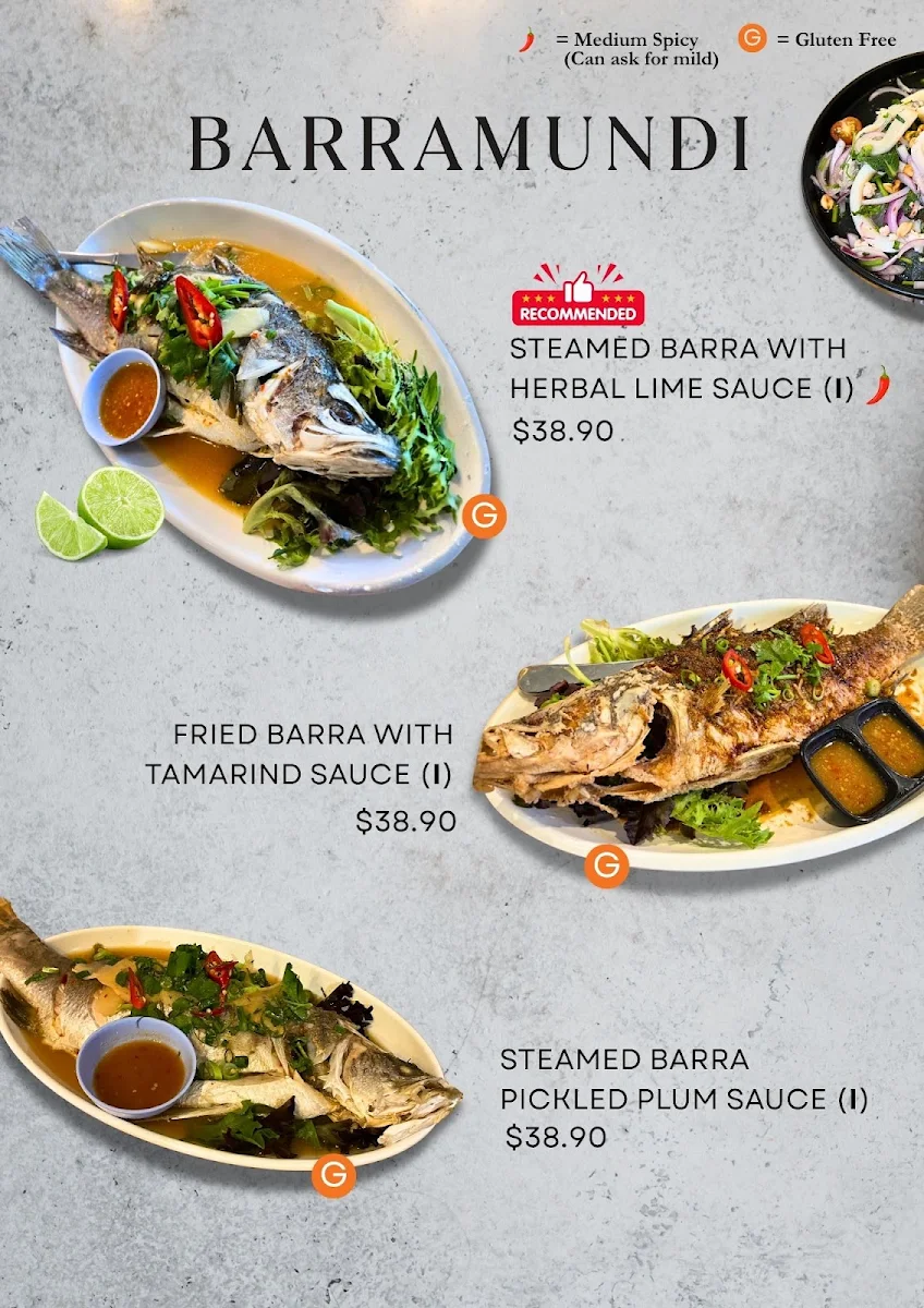 Menu, Lert Rod Thai Restaurant and Bar