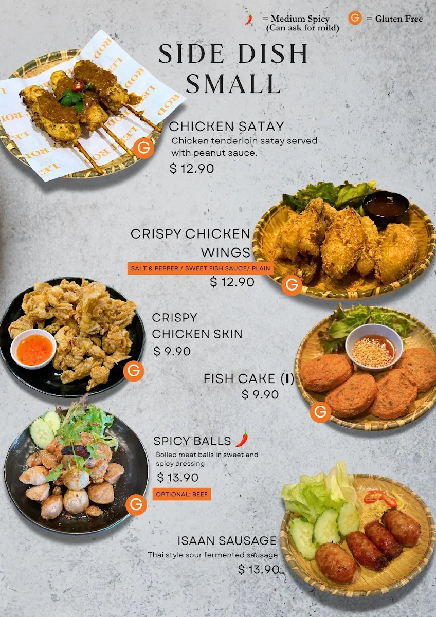 Menu, Lert Rod Thai Restaurant and Bar