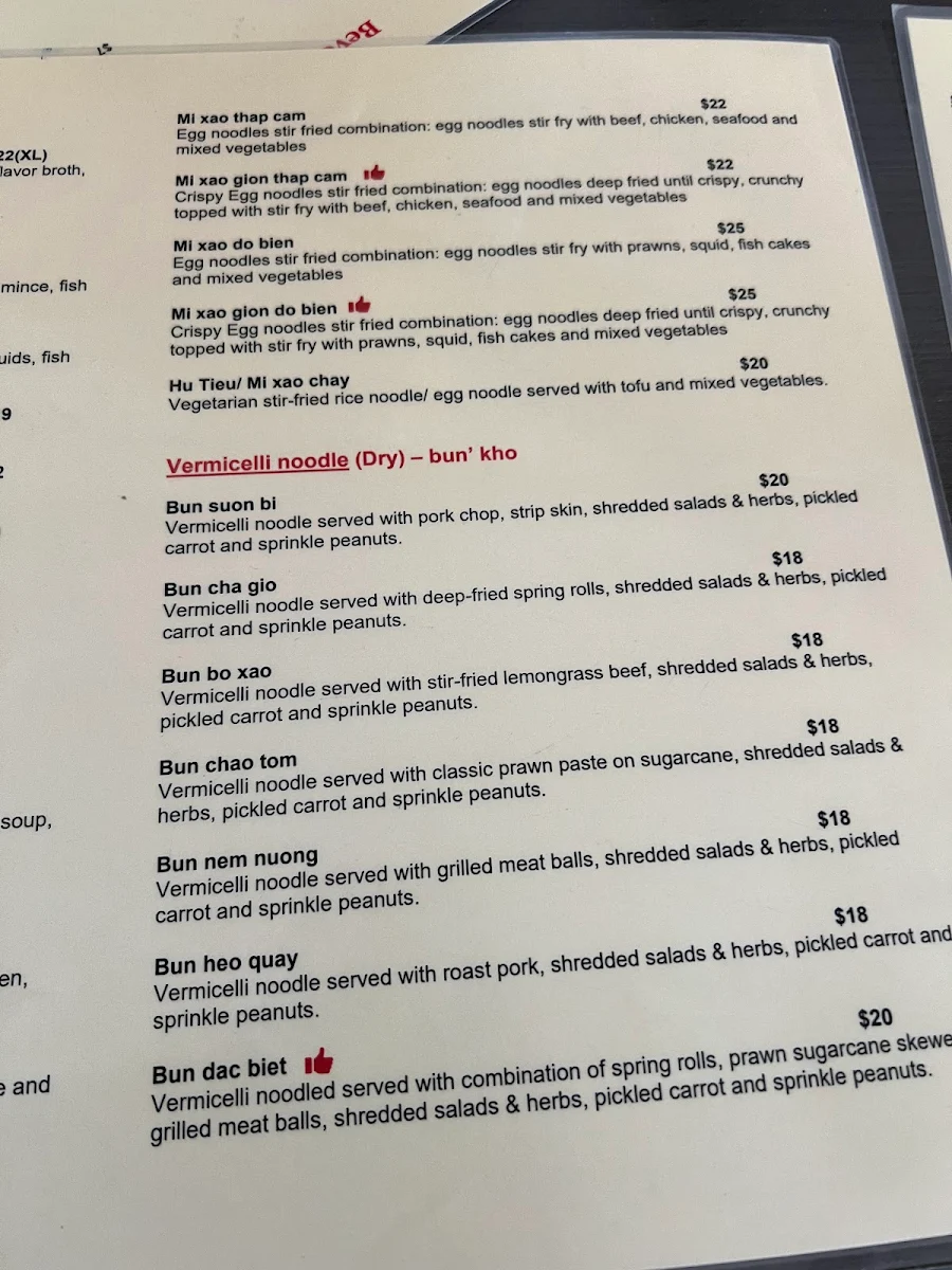 Menu, Pho Chu Map