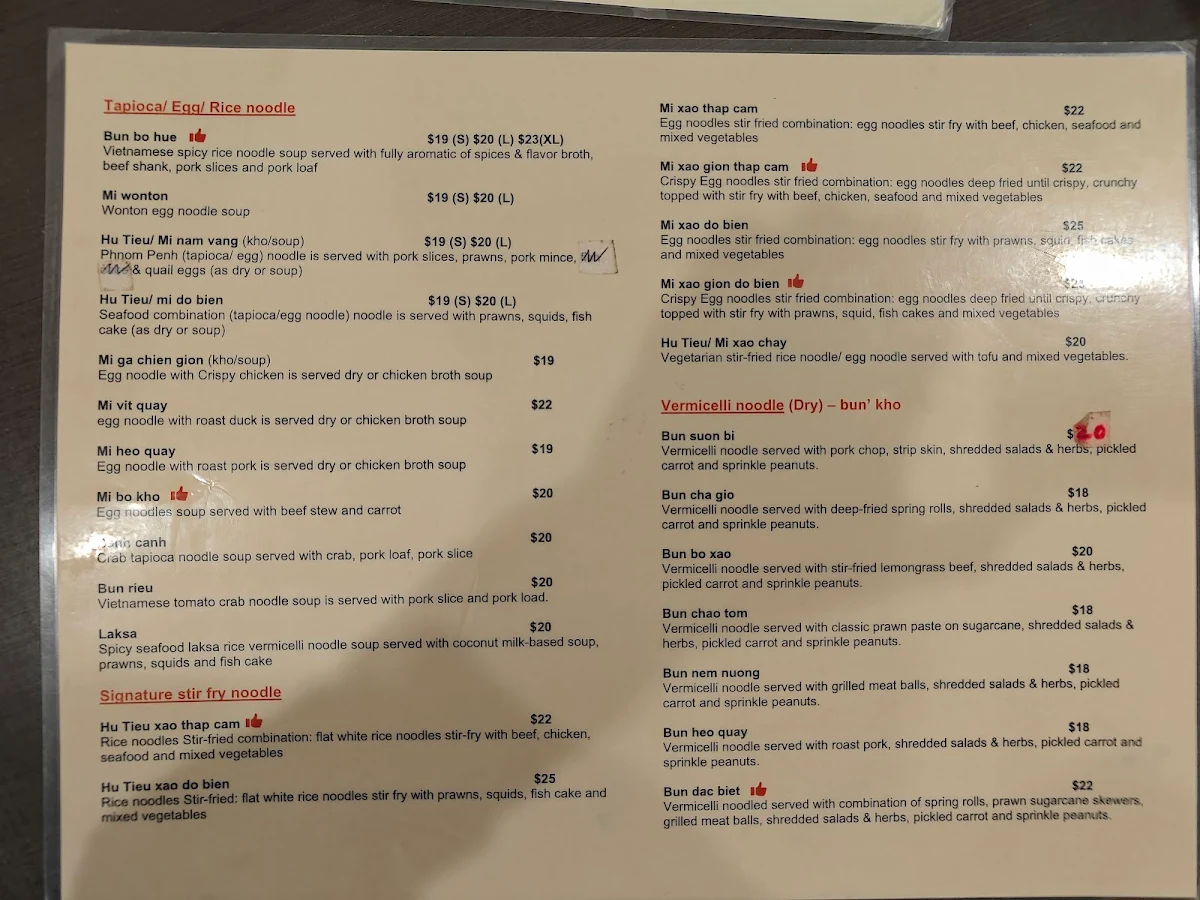 Menu, Pho Chu Map