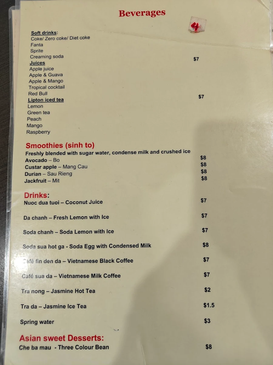 Menu, Pho Chu Map