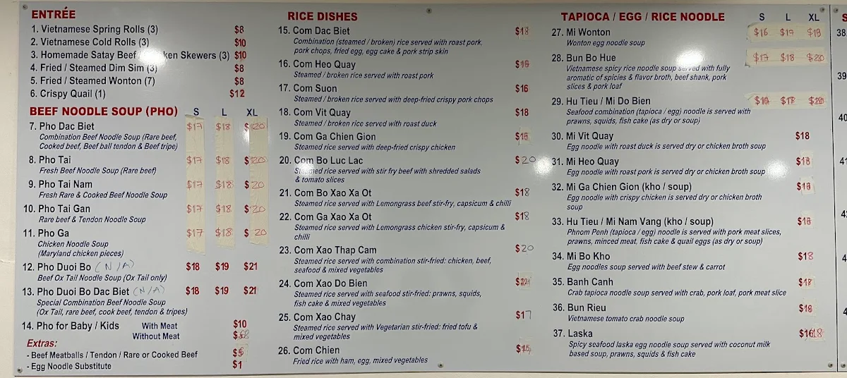 Menu, Pho Chu Map