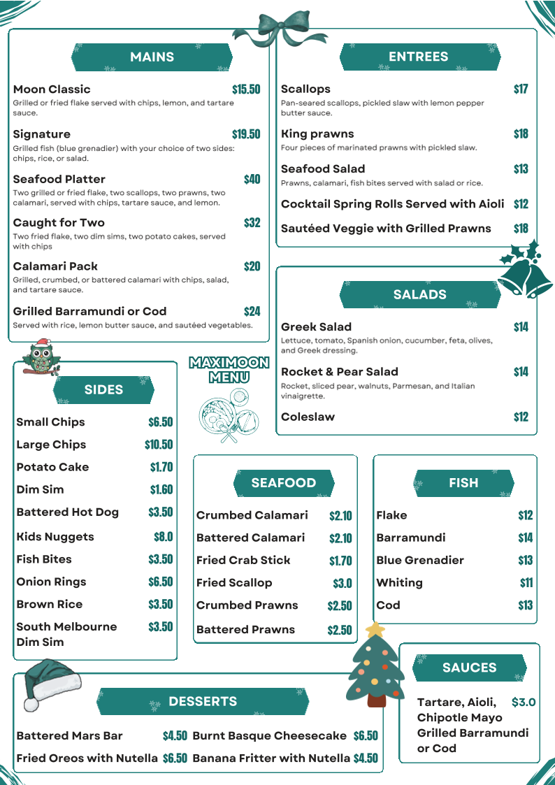 Menu, Maximoon