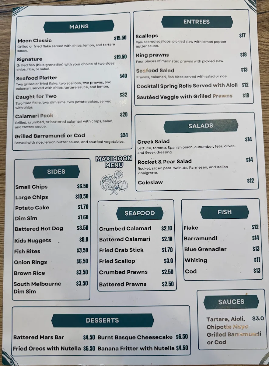 Menu, Maximoon