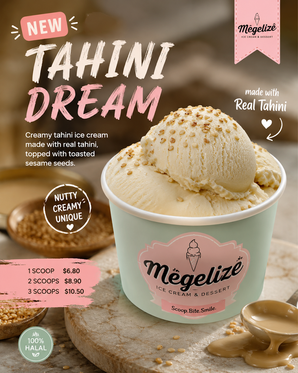 Menu, Megelize Icecream & Dessert