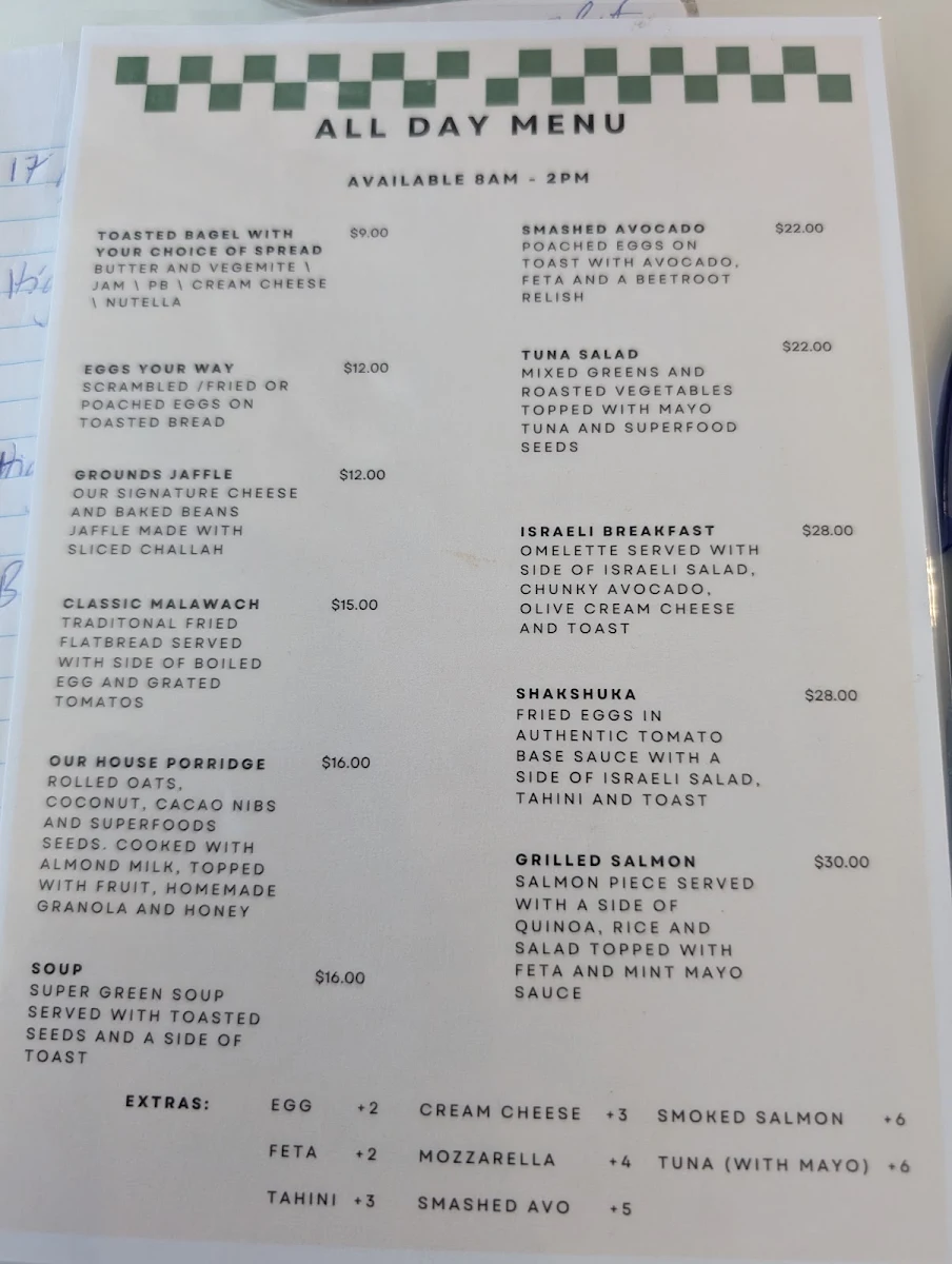 Menu, Grounds Brew House