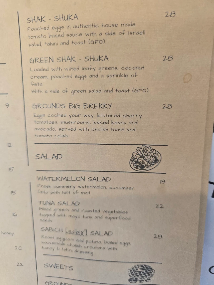 Menu, Grounds Brew House