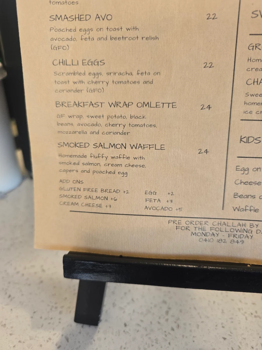 Menu, Grounds Brew House