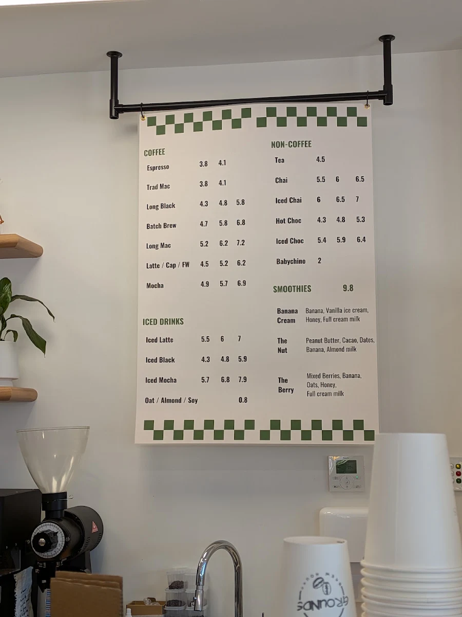Menu, Grounds Brew House