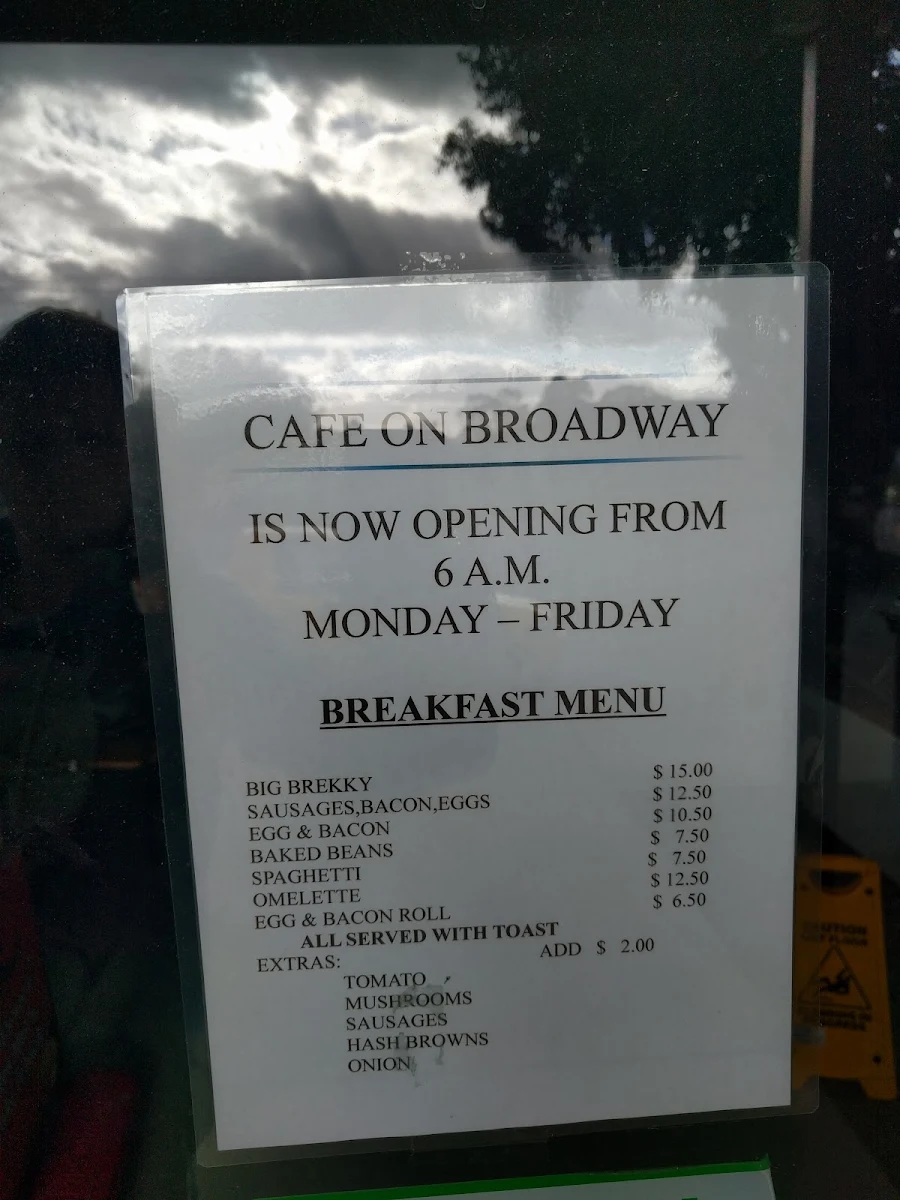 Menu, Cafe On Broadway