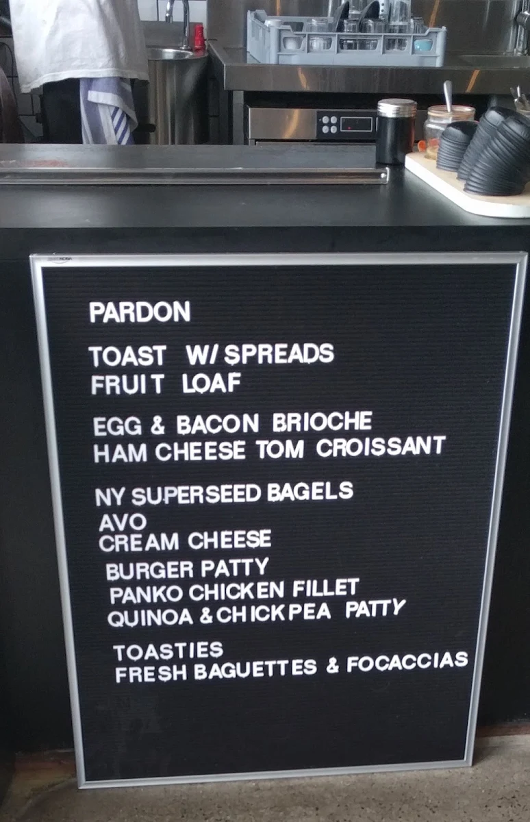 Menu, PARDON Coffee