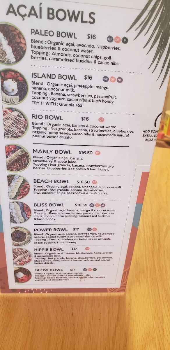 Menu, Bare Naked Bowls Dee Why