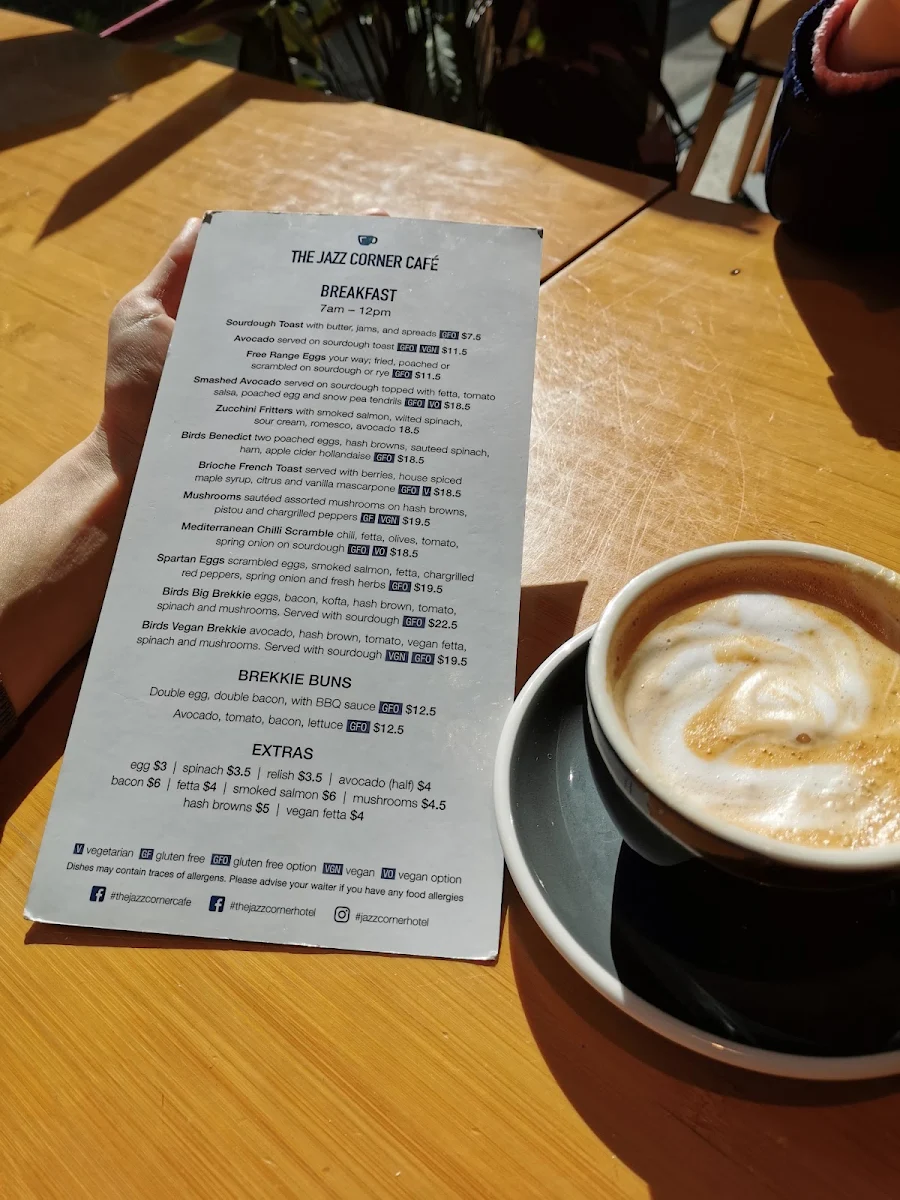 Menu, Jazz Corner Restaurant and Bar