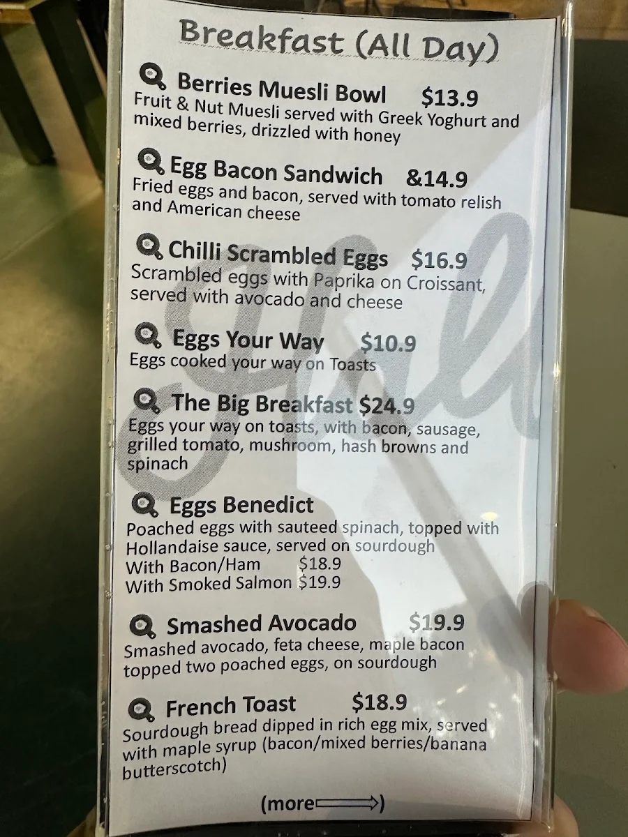 Menu, Half/Half Café