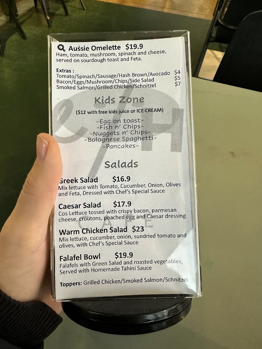 Menu, Half/Half Café