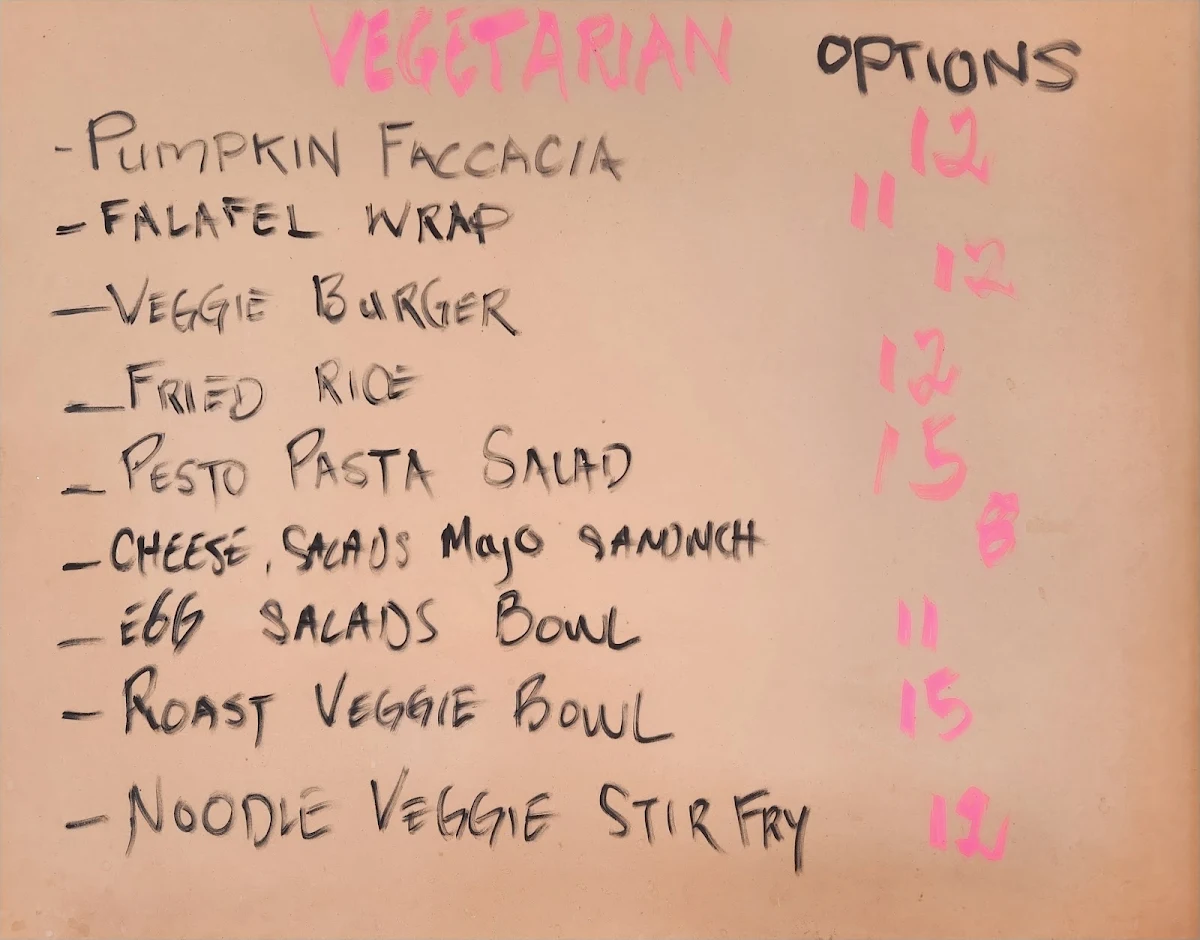 Menu, Half/Half Café