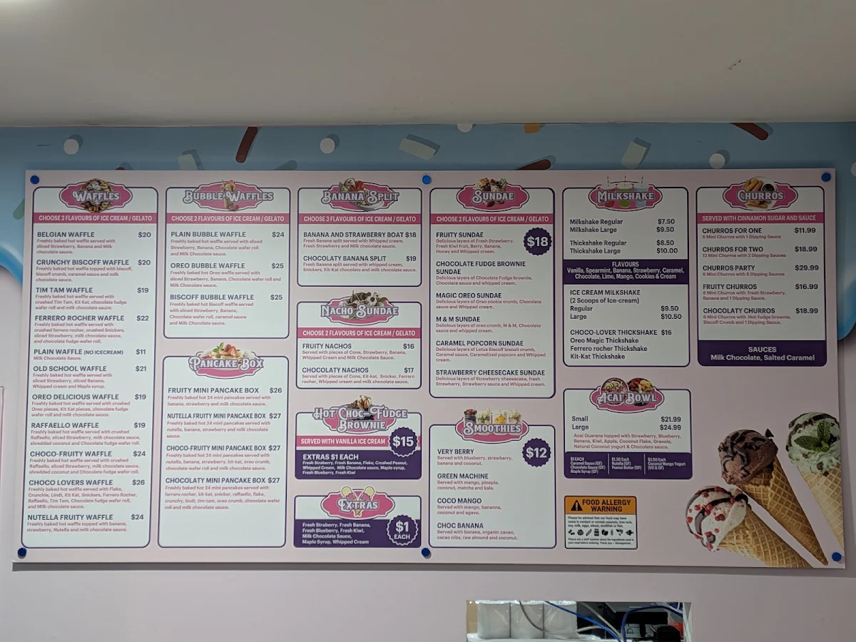 Menu, Addy & Harry's Dessert Bar