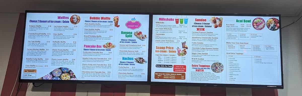 Menu, Addy & Harry's Dessert Bar