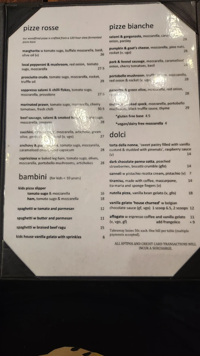 Menu, Factory 51 - Italian