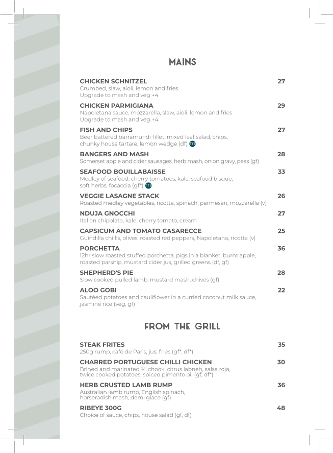 Menu, The Toxteth