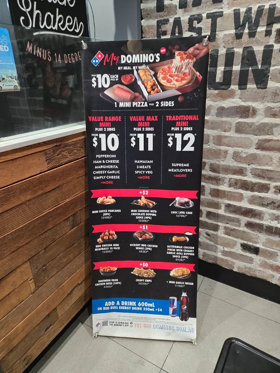 Menu, Domino's Pizza Beerwah