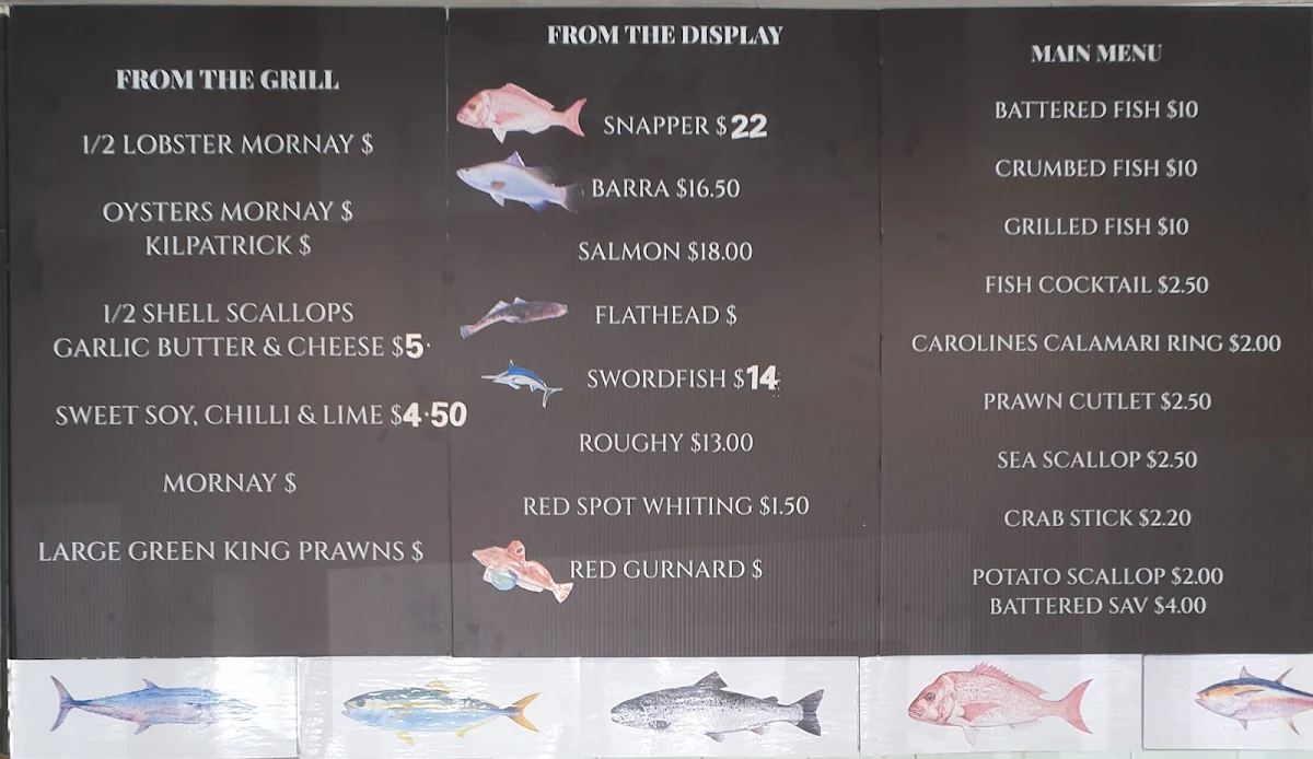 Menu, Swansea fresh & cooked seafood
