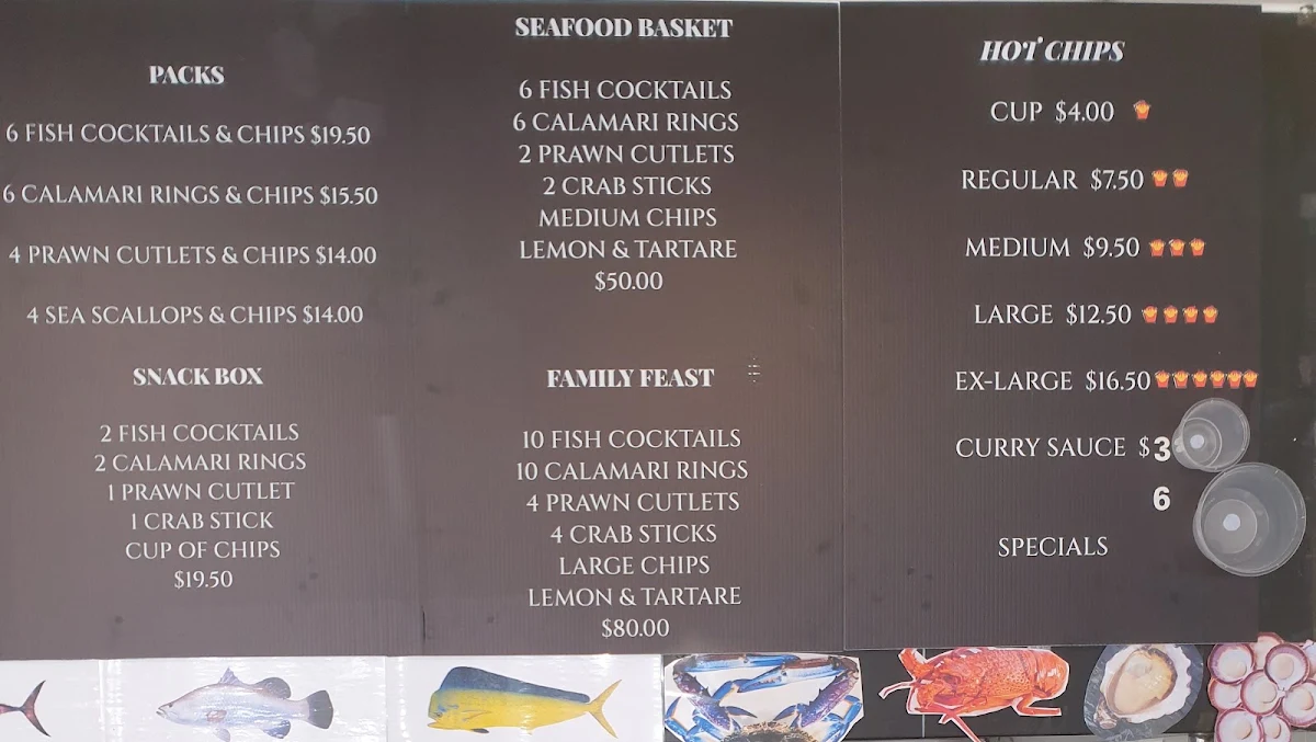 Menu, Swansea fresh & cooked seafood