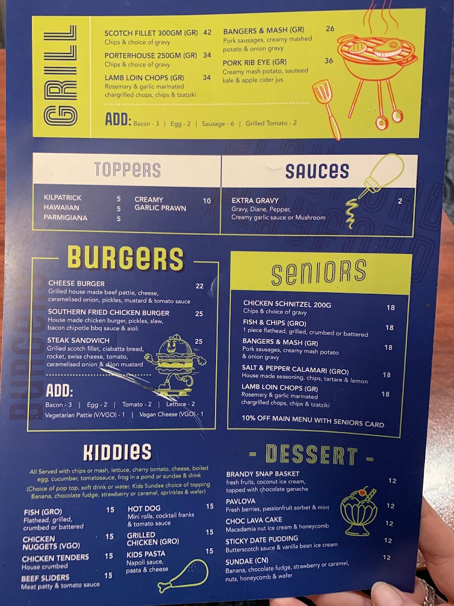 Menu, Playford Tavern