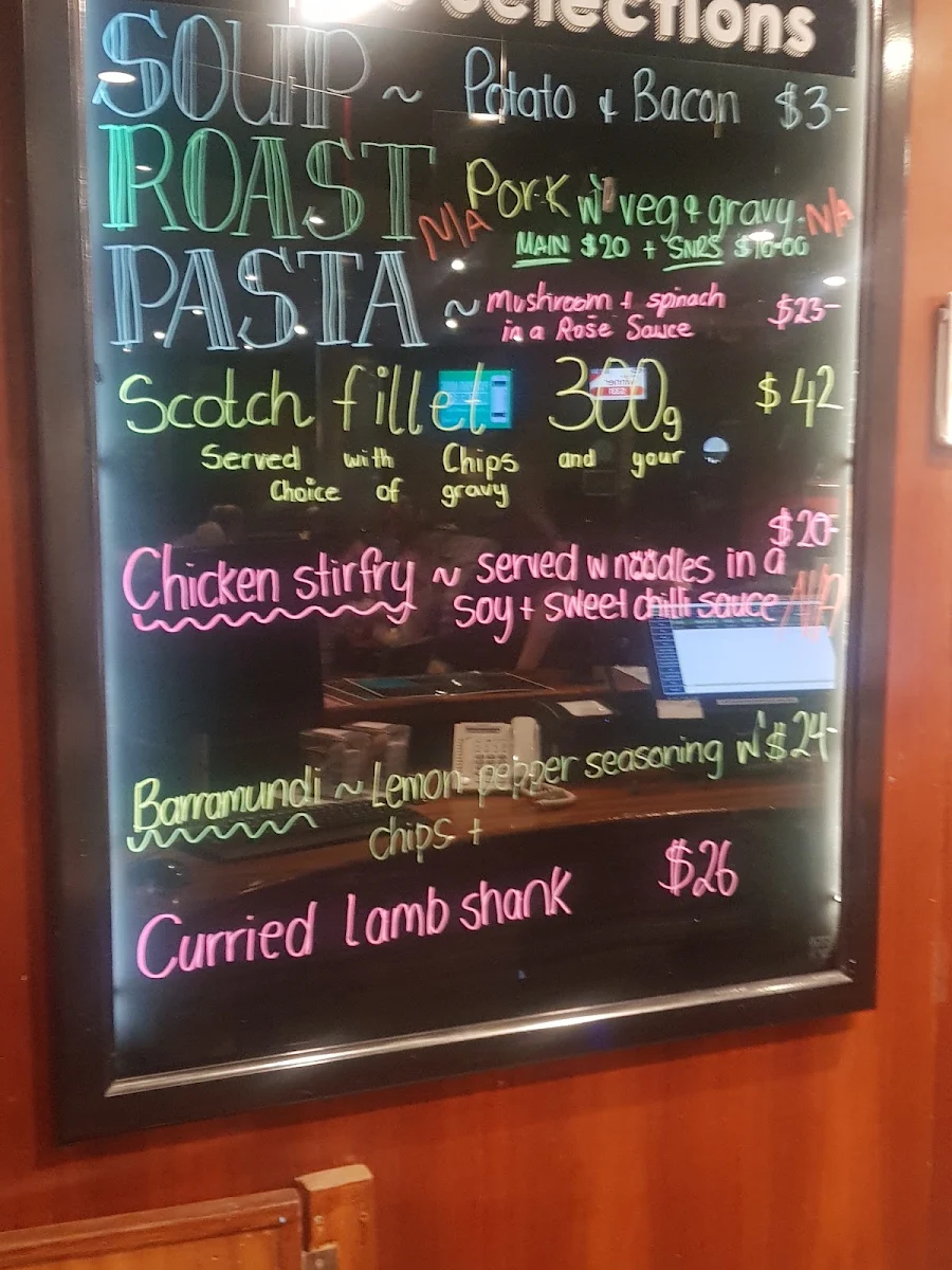 Menu, Playford Tavern