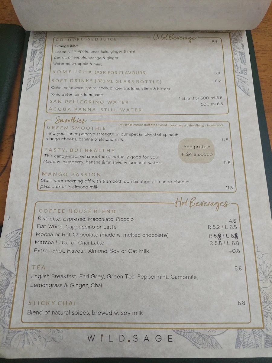 Menu, Wild Sage