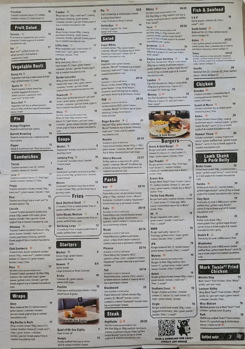 Menu, Cafe63 Yeppoon