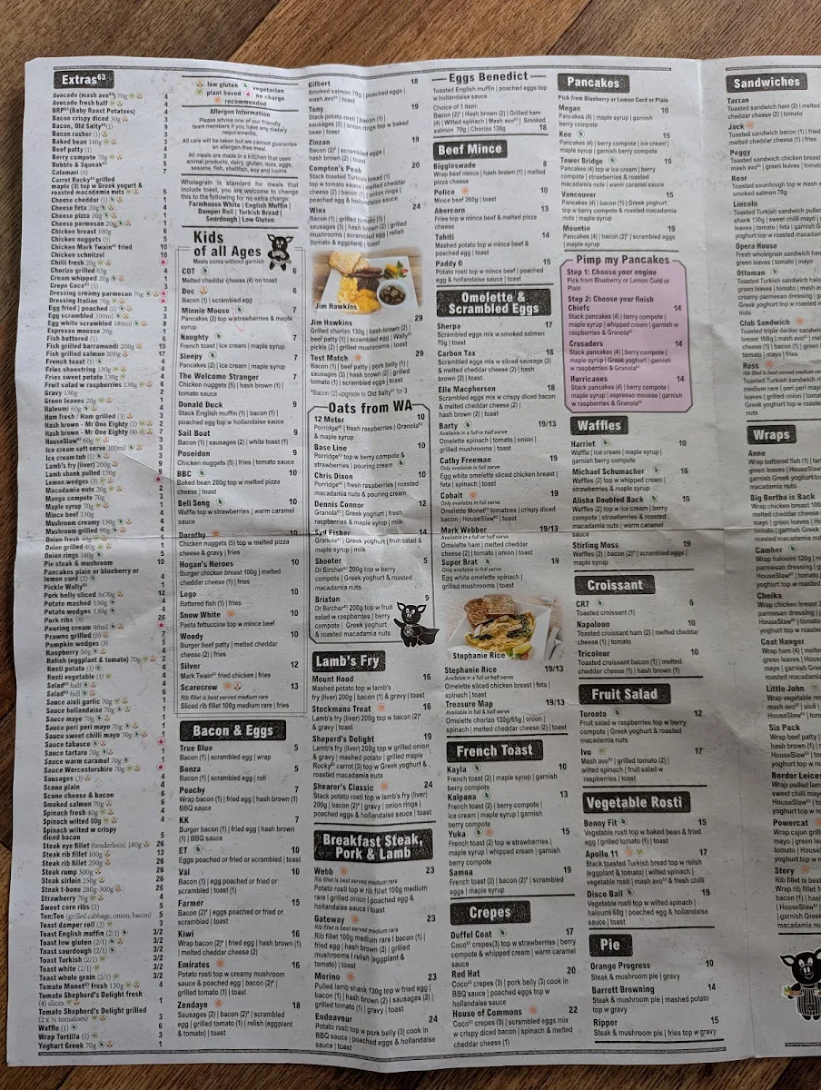 Menu, Cafe63 Yeppoon